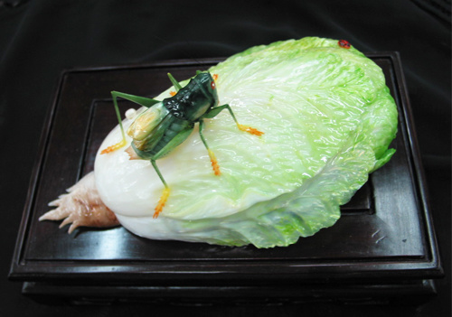 白菜蝈蝈【貝雕】